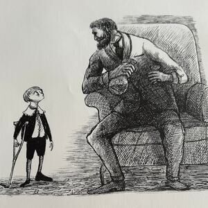 Edward Gorey Lord Stipple Art Print 16x11" Graphic Illustration ~ 260217-WH 776